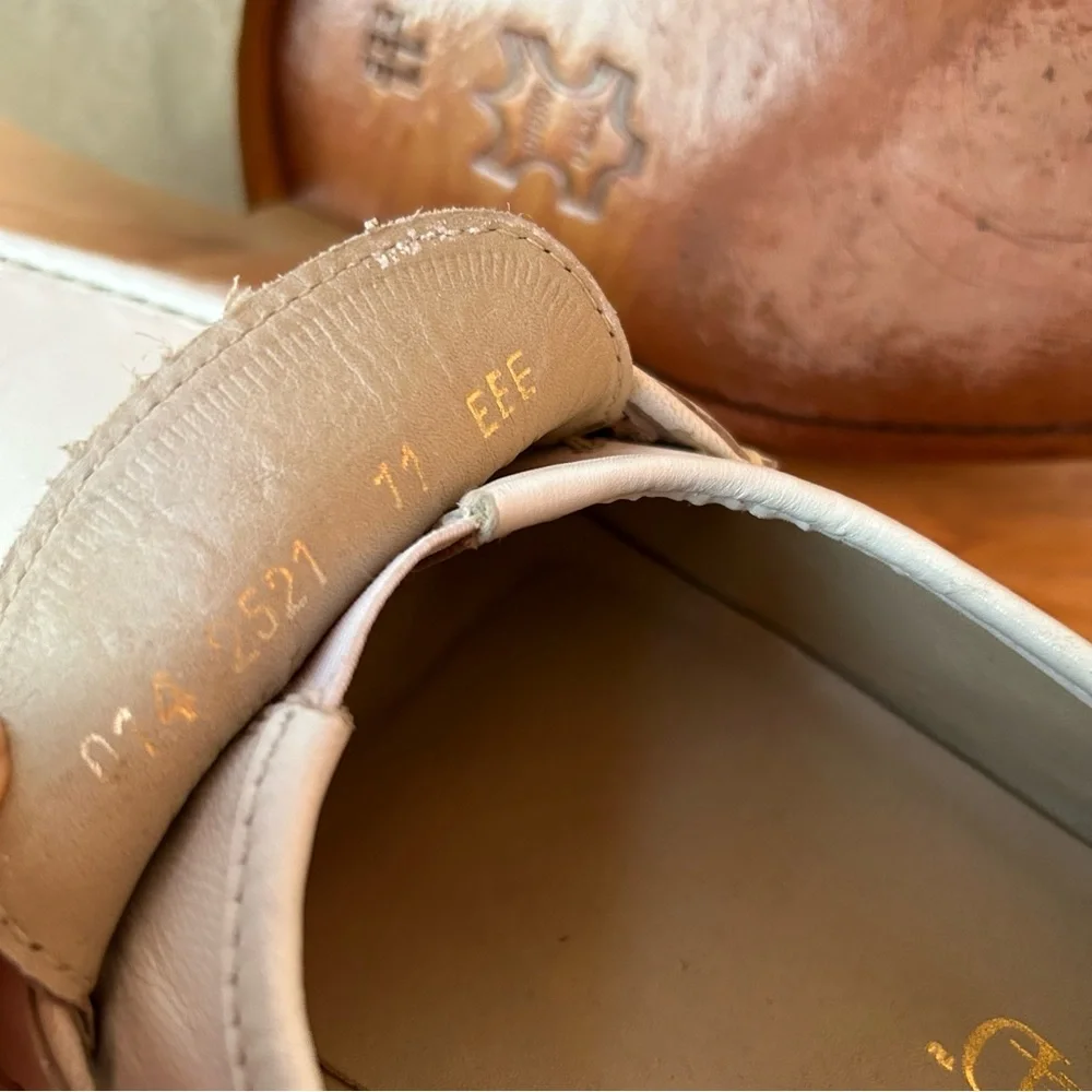 Stafford White Leather Loafer 11 EEE Slip On Shoe
